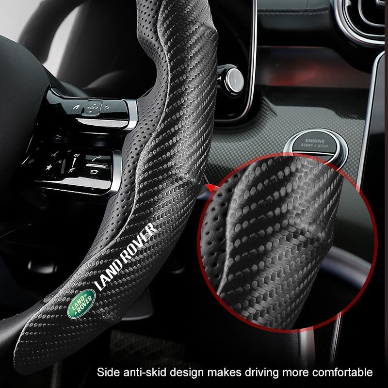 Non-Slip Universal Carbon Fiber Car Steering Wheel Cover for Land Rover Range Rover Defender Freelander Discovery 1 2 3 Evoque Rover L322 L405