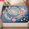 Aesthetic Butterfly Galaxy Floral Area Rug,Colorful Swirl Flower Carpet for Living Room, Boho Floor Mat for Bedroom Decor