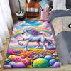 Magischer Einhorn-Teppich mit Regenbogen und buntem Blumenmuster Geeignet zur Verwendung als Antirutsch für Wohnzimmer, Schlafzimmer, Sofas