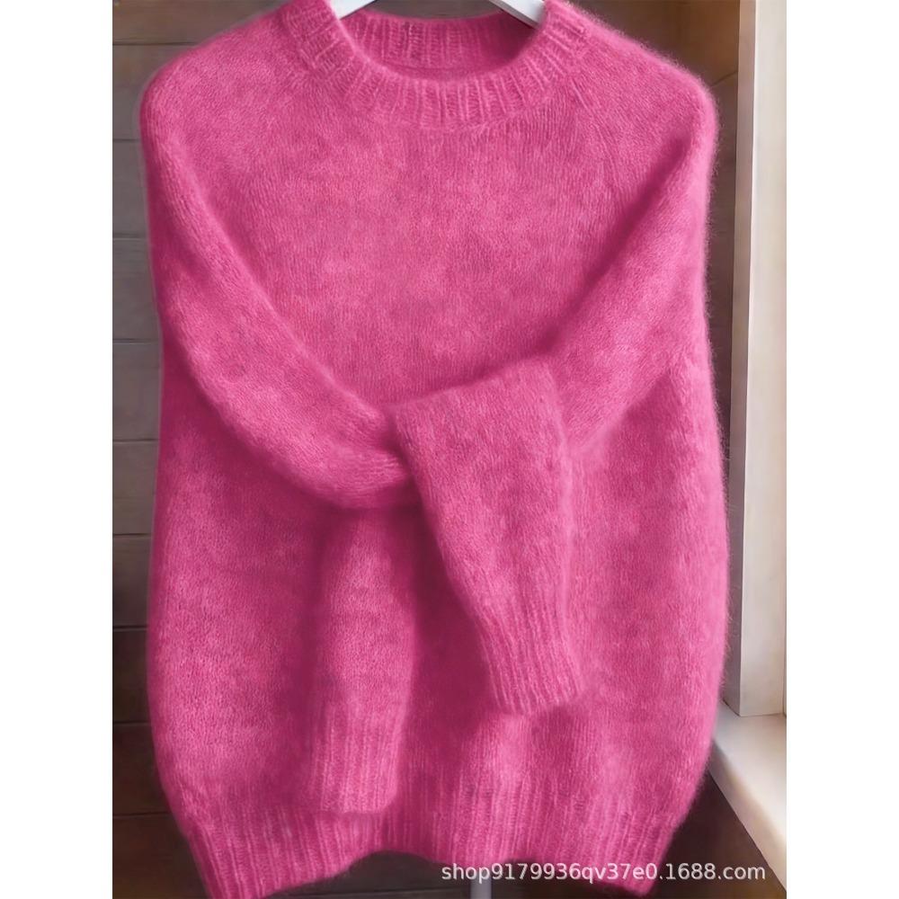 Weicher Ästhetischer Vintage Strickpullover Damen Frühling Herbst Locker Gemütlich Lässiger Leichter Dünner Pullover