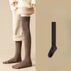 Thick and Warm Padded Women's Long Knee Socks with Woolen Cuffs for Autumn and Winter. Knee-length Over-the-knee Socks for Warmth.