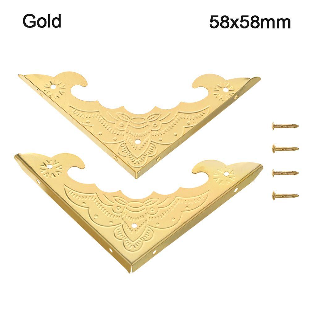 

Металлический кронштейн для ног, деревянные детали для ящиков, протектор для углов ног, украшения, антикварные украшения для углов 58x58mm золотой