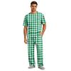 Men's Short Sleeve Pajama Set with Button Fly and Elastic Drawstring Waist for Home Loungewear