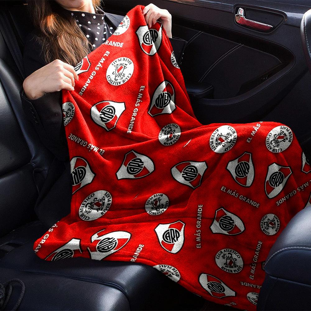 River Plate Club Badge All‑Over Print Flannel Blanket Soccer Fan Throw Blanket Soft Cozy Home Sofa Bed Decor for Football Supporters