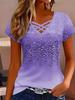 Women's Trendy V-Neck Cross-Strap Gradient Print Short-Sleeve T-Shirt - European & American Style