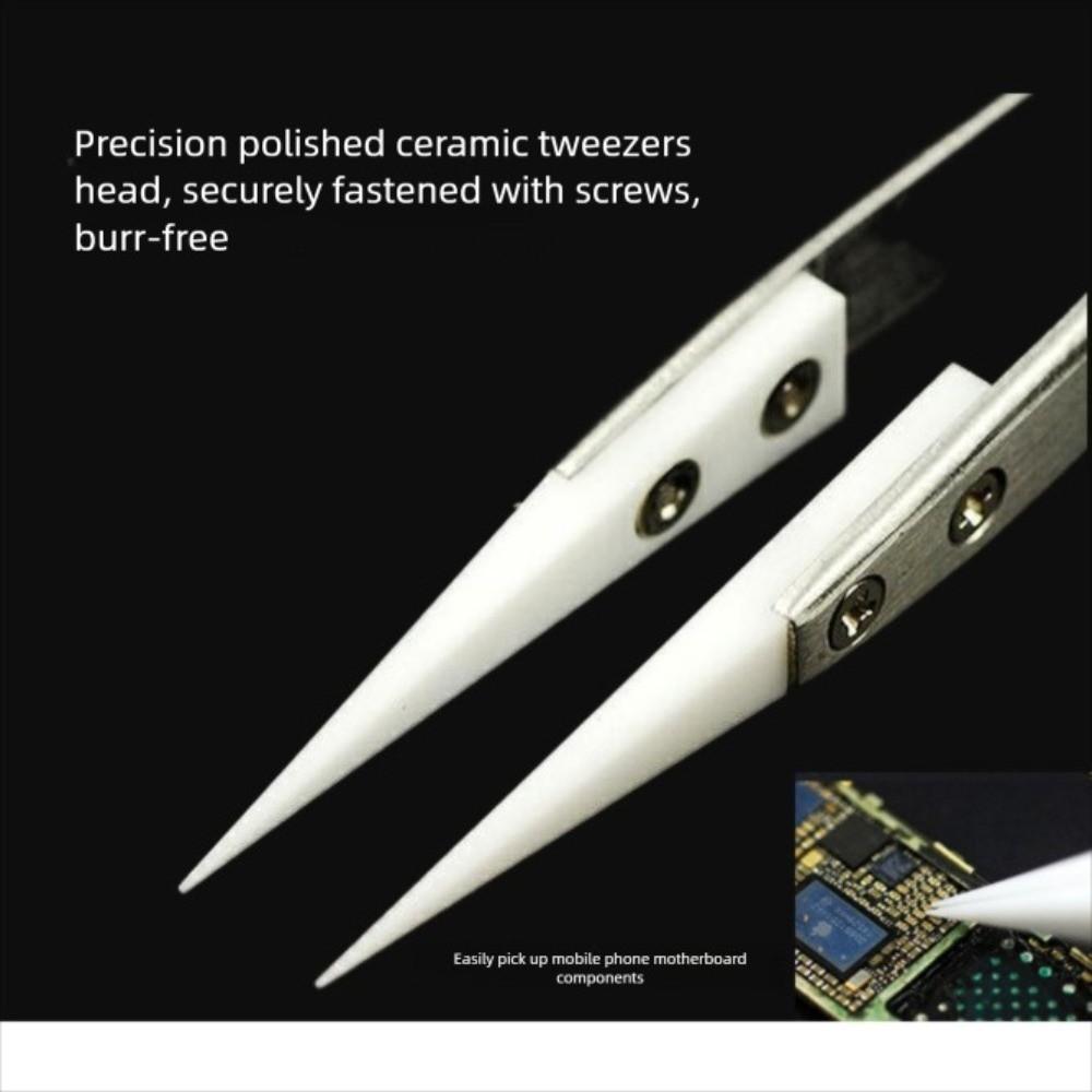 Stainless Steel Ceramic Tipped Tweezers Ceramic Electronic Soldering Tweezers Industrial