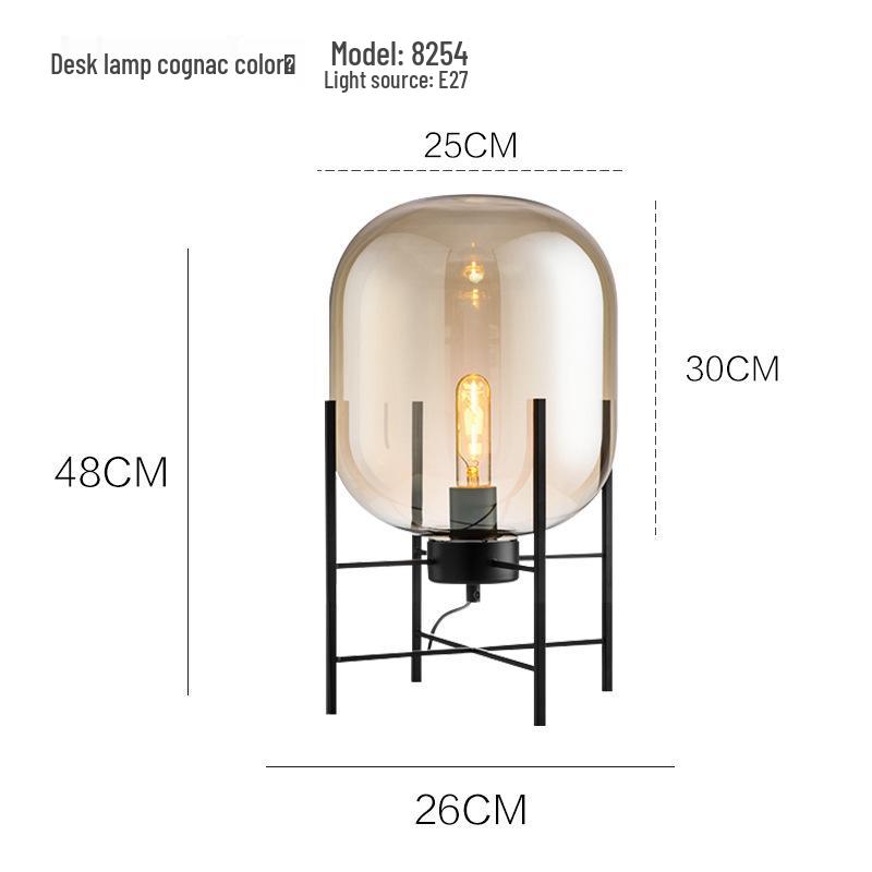 Nordic Industrial Smoky Gray Glass Floor Lamp - Creative Design for Living Room & Bedroom