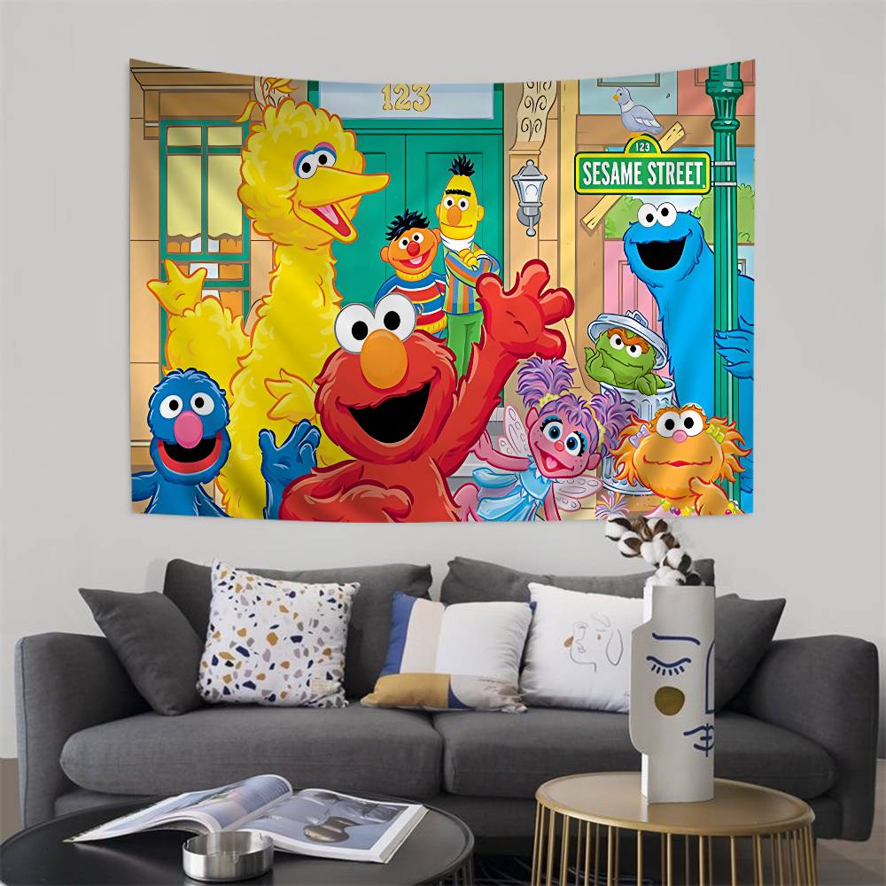 Cartoon SSesame Cookies SStreet Colorful Tapestry Wall Hanging Bohemian Wall Tapestries Mandala Wall Art Decor