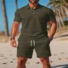 Mens Slim Fit Casual Sport Polo Shirt Shorts Set Lightweight Outfit Outdoor Leisure