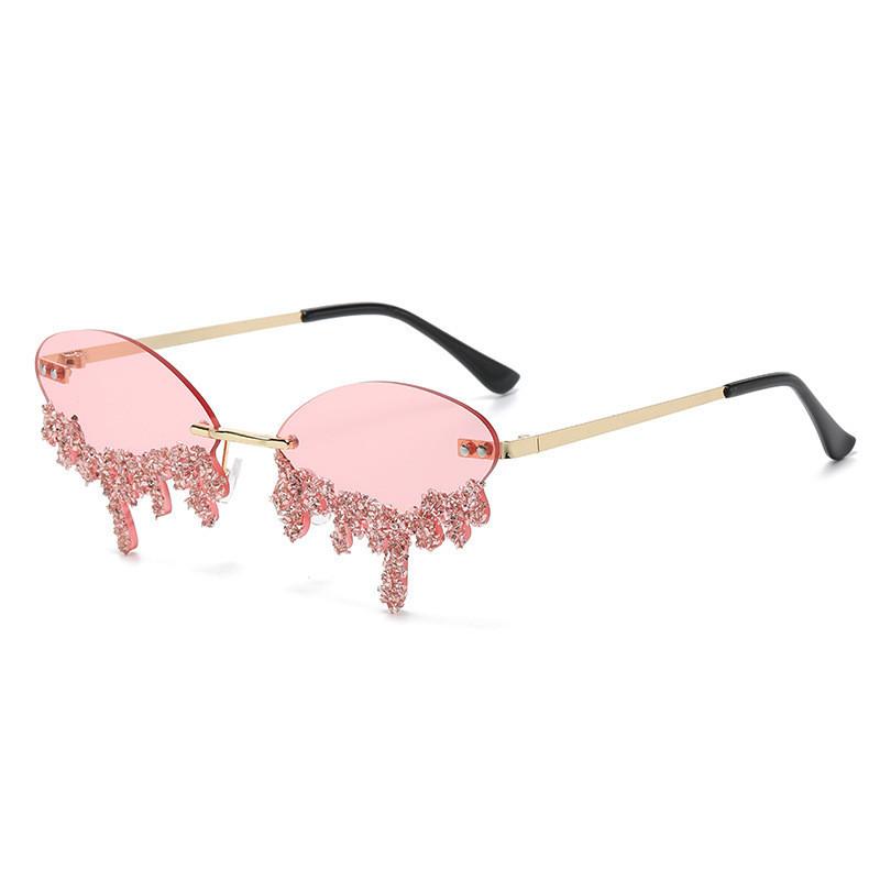 Trendy Diamond Sunglasses Tear Frame Eye-catching Creative Sunnies Unique Style StyleC