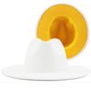 Nuevo sombreros Fedora de Jazz de fieltro de lana amarillo interior blanco exterior con hebilla de cinturón delgada para hombres y mujeres gorra Trilby de Panamá de ala ancha 56-58 CM