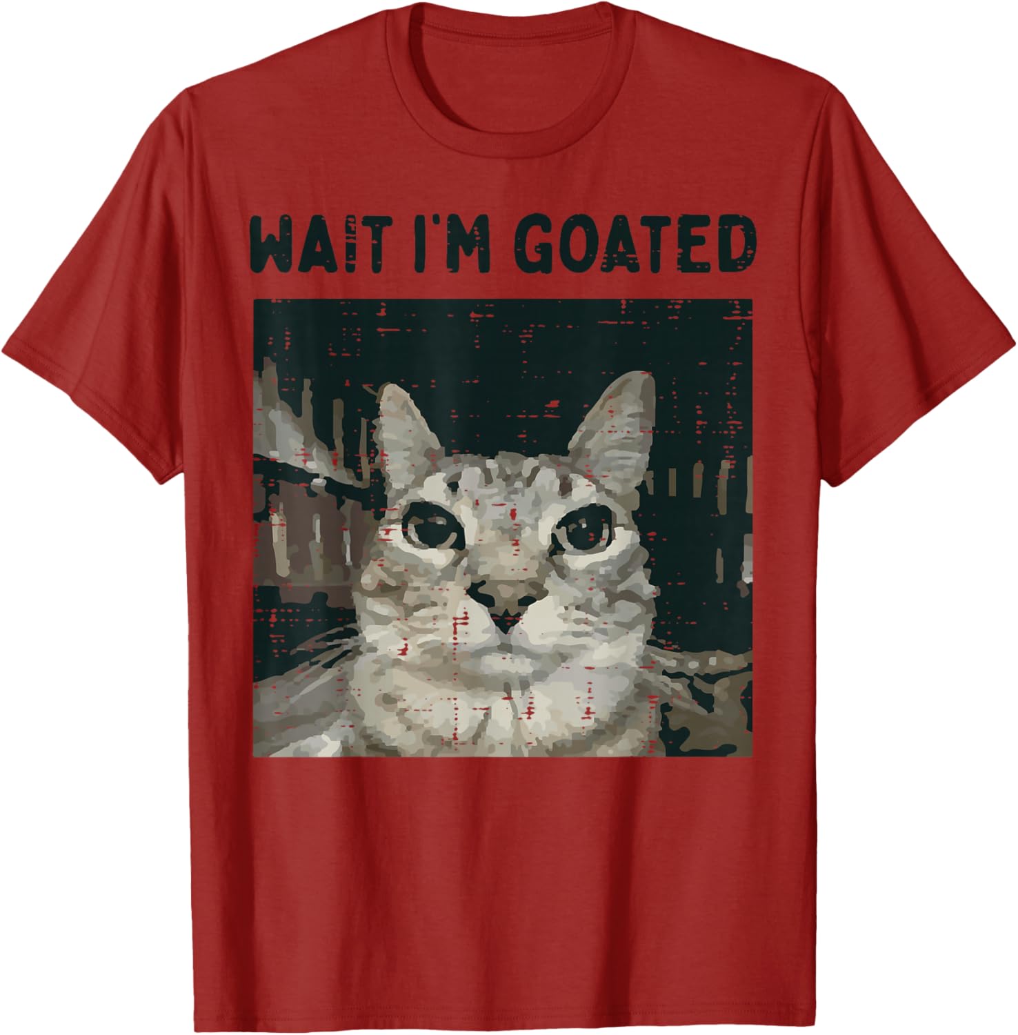 Wait Im Goated Cat Meme Graphic Tee Soft Cotton Casual Round Neck TShirt for Men Women S