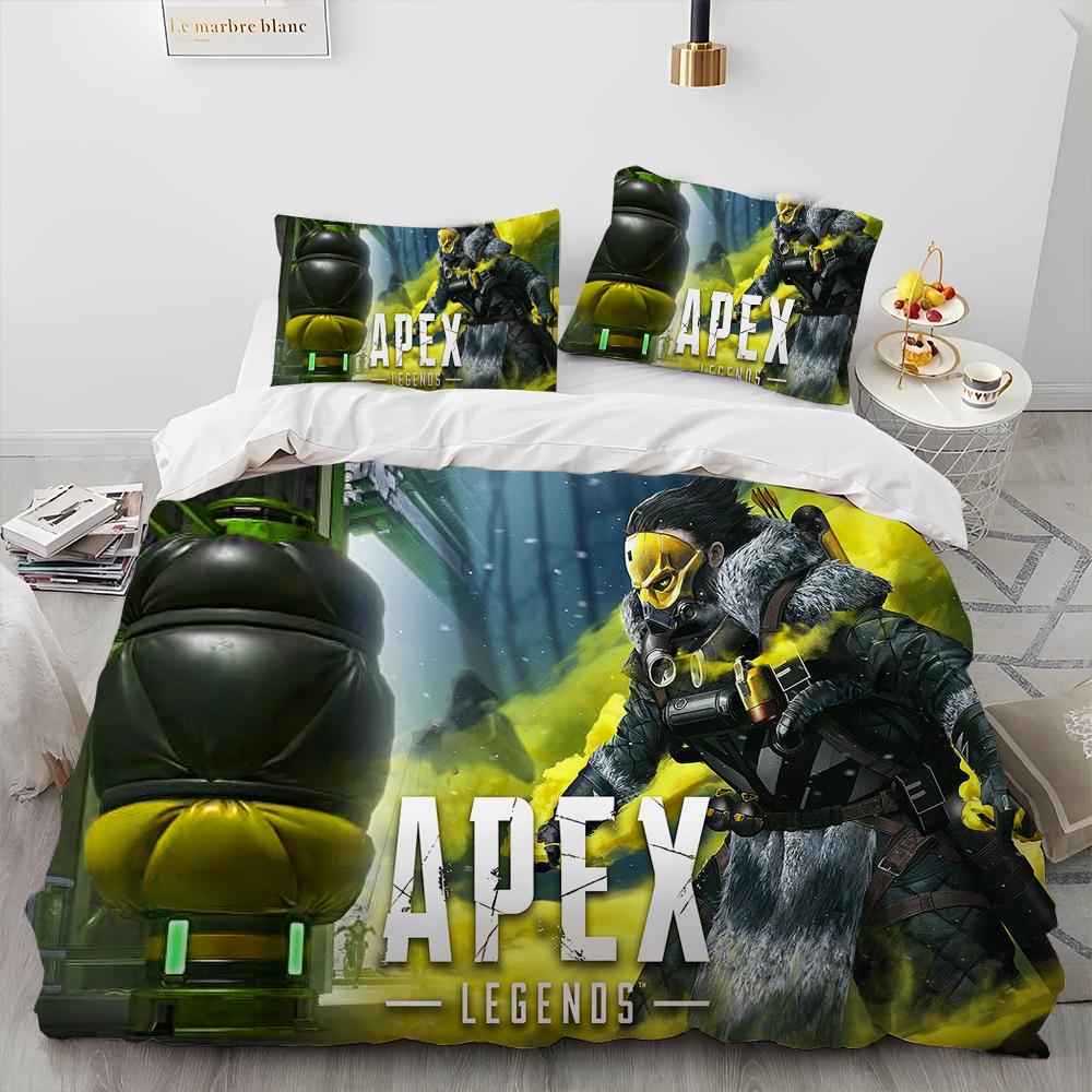 A-Apex Legends Game Gamer Cartoon Comforter Bedding Set,Duvet Cover Bed Set Quilt Cover Pillowcase,king Queen Size Bedding Set