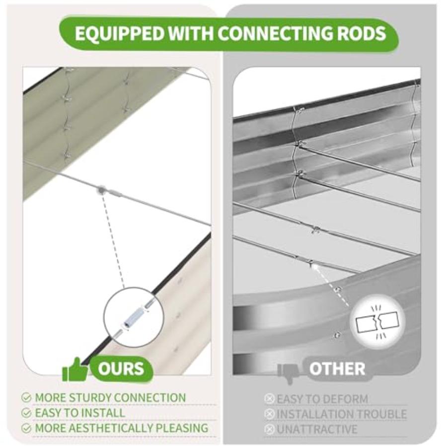 Galvanized Raised Garden Bed 8x2x1FT Metal Planter Boxes Outdoor Oval Steel Raised Bed Kit for Gardening with Protective Tape B