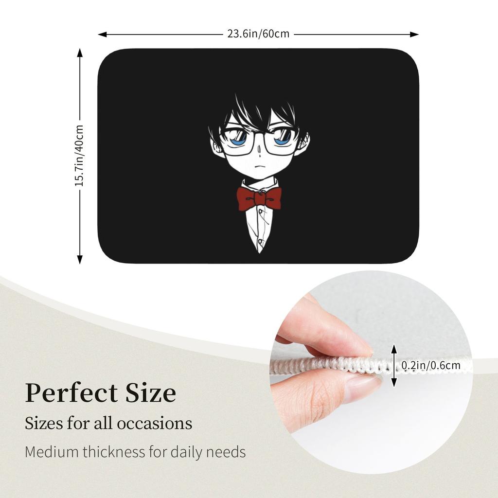 Custom Funny Detectived Anime Conan Doormat Non-Slip Entrance Welcome Kitchen Bath Floor Door Mat  Toilet Living Room Carpet Rug
