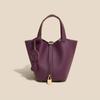 2025 Trending Women's Genuine Leather Cowhide Bucket Bag: Versatile, Top Layer Vegetable Tanned Handbag
