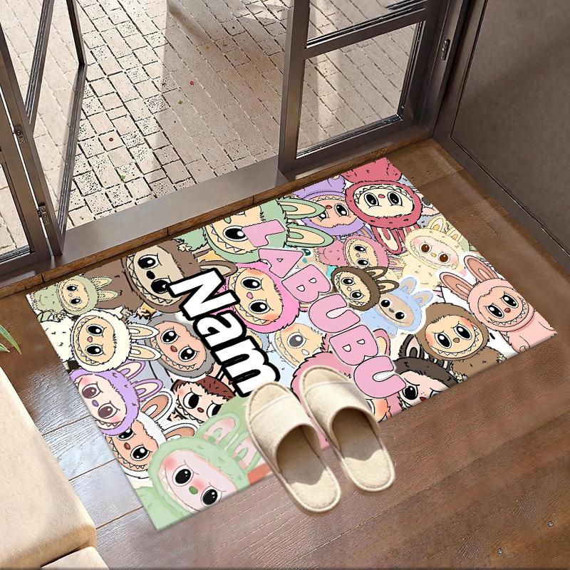 Custom Name Personalized Labubu Print Carpet, Versatile Home Decor Rug, for Playroom, Apartment, Balcony, Entryway, Hallway Gift