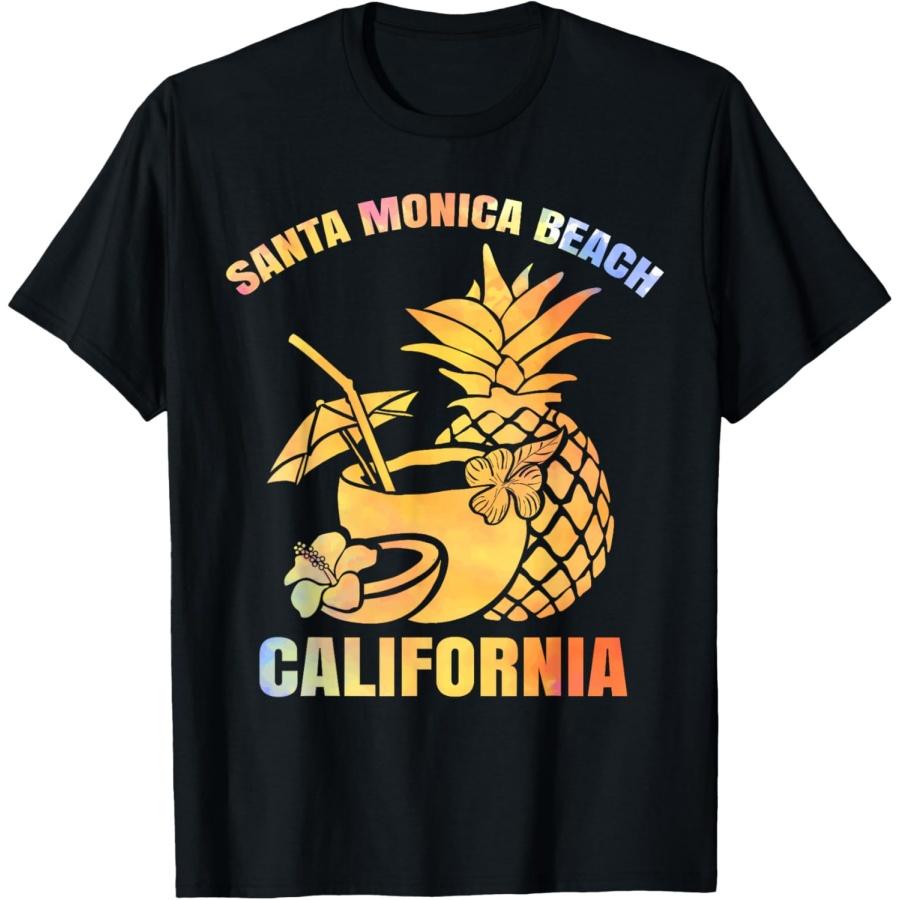 Summer Vacation Retro Sunset California Santa Monica Beach T-Shirt for Men Women Kids XXXXXL чёрный