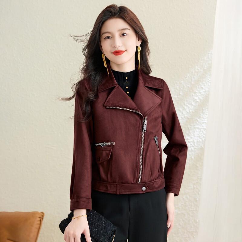 

Kebeier Women s Vintage Red Suede Biker Jacket 2XL