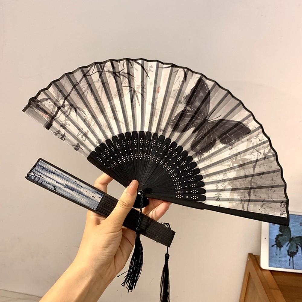 with Tassel Folding Fan Art Craft Woman Fans Vintage Folding Hand Fan Gifts