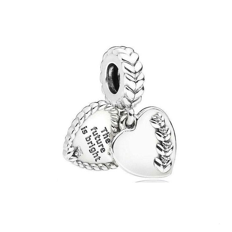 Original Copper Love Heart Family Pendant Charm Star Cake Wine Bottle Bead Fit Bracelet Women Diy Jewelry Gift