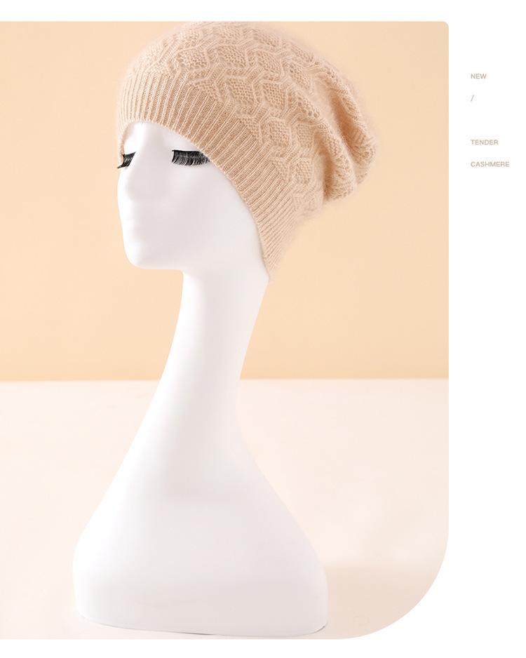 Women's High-End Cashmere Cable Knit Thick Warm Hat - 2025 Spring Collection