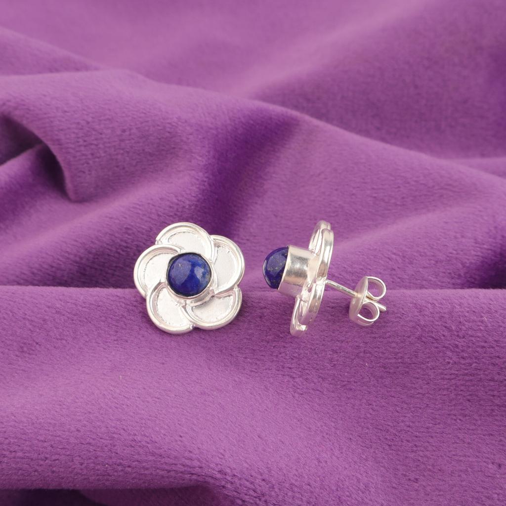 Sisters Day Deal Lapis Lazuli Gemstone Stud Post New Earrings Jewelry 925 Silver EE-157-21