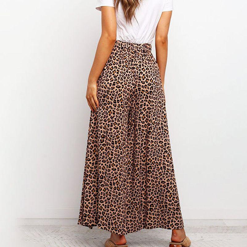 Frühjahr/Sommer 2025 High-Waist Hose mit Leopardenmuster und weitem Bein