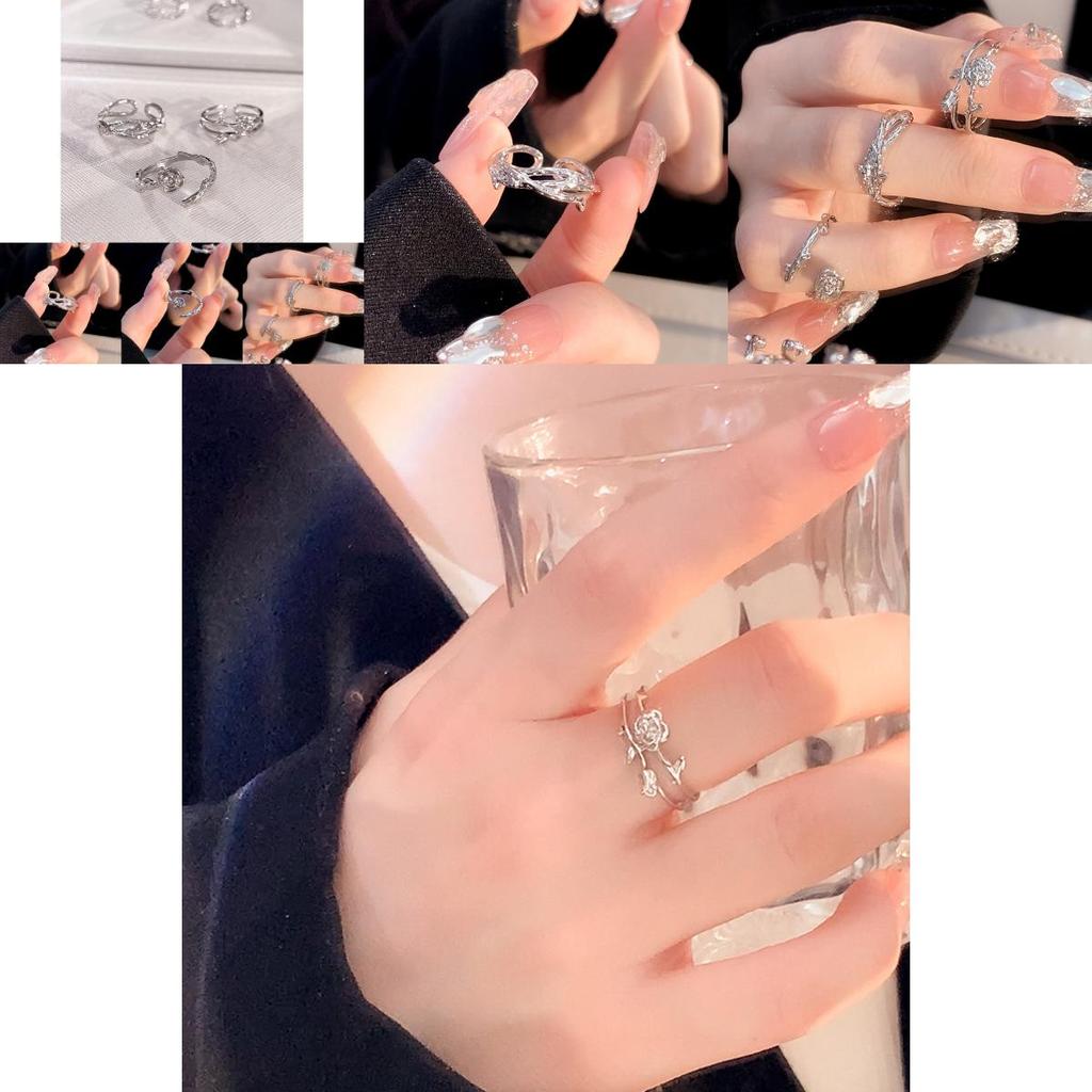 Elegant Copper Geometric Design Adjustable Open Ring For Women Couples Fashion