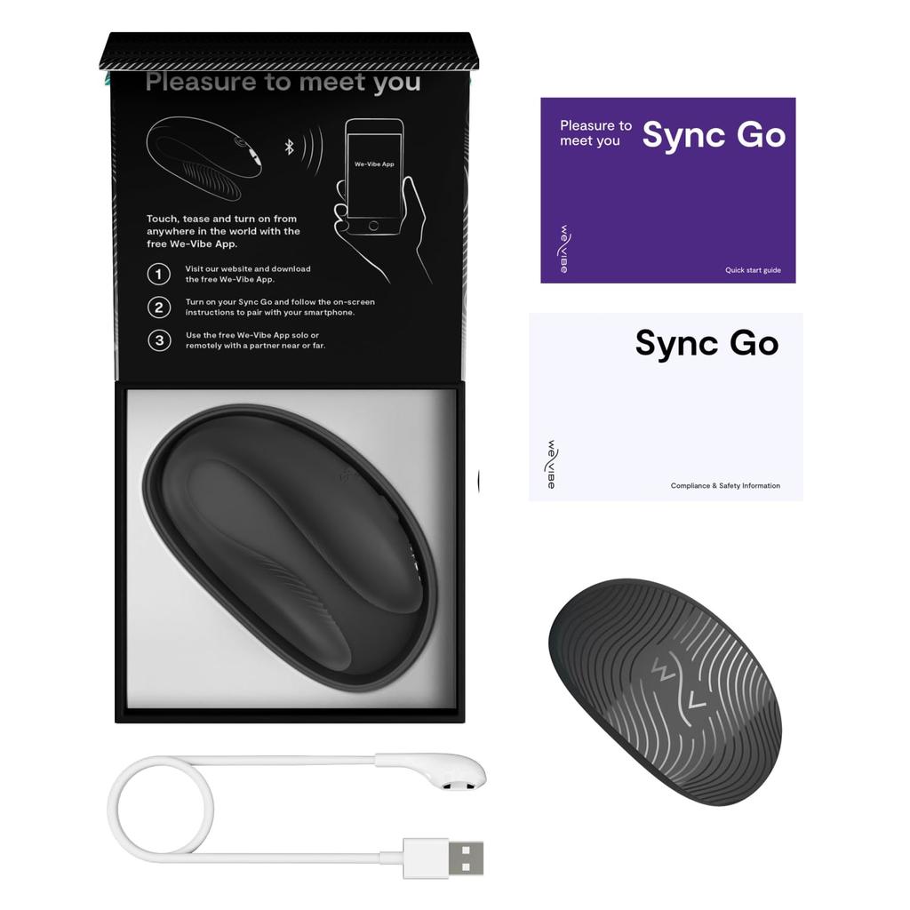 Sync Go Couples Vibrator Travel Edition Vibrator Wearable Vibrating Couple Toy Vibration Sharing Rechargeable Travel Case Black We-Vibe - C-Shaped - -