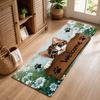 1Pc 850g/m² Cute Cat Peering Welcome Sign print Floor Mat Modern 4mmKitchen Rug Non-Slip Colorful Indoor Carpet, For Home