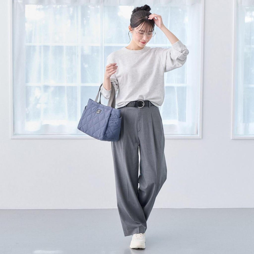 Rootote Women's Tote Bag, Small, Compartment, Lunch Bag, Handbag, Freestanding, Sub-Bag, LT Deli Paruti Quilted D 3673 (02 Ivory)