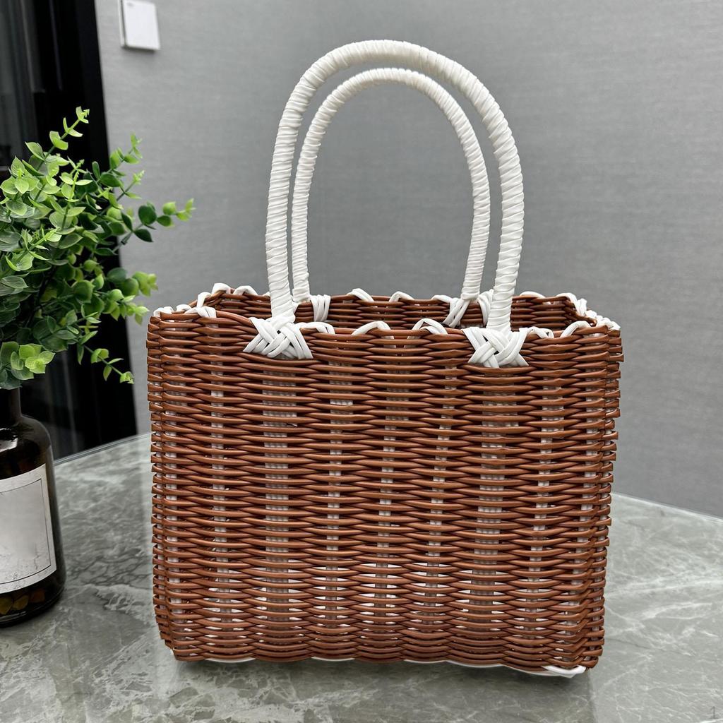 Handgeflochtener Korb mit Griff Rustikale Dekoration Multifunktionale gewebte Einkaufskörbe für Brot