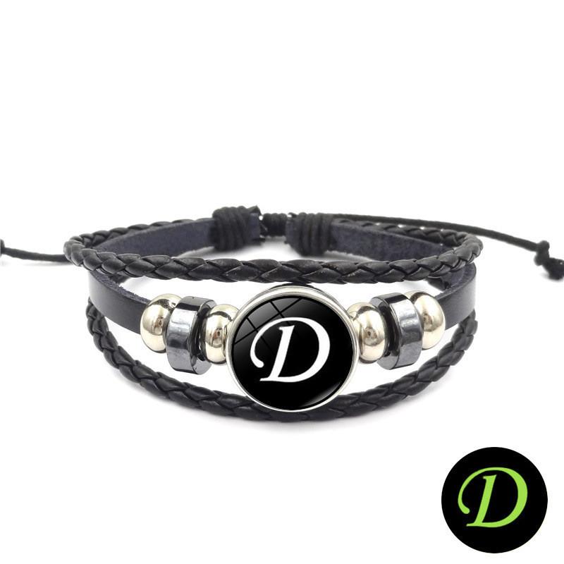 Radiant Alphabet Leather Bracelet Handwoven Multilayer Beaded String Charm Wristband