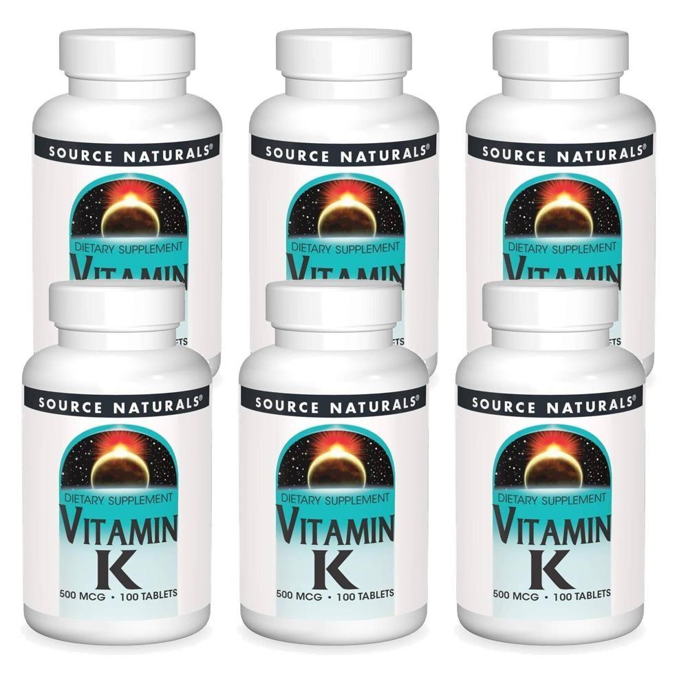 Source Naturals Vitamin K 500mg 100 Tablets 6 Bottles 6 pcs