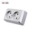 WESA Silvery Wall Surface Button Light Switch EU Spray Paint Plastic Outdoor 1 Gang 1 Way Wall Exterior Rocker On / Off Switch