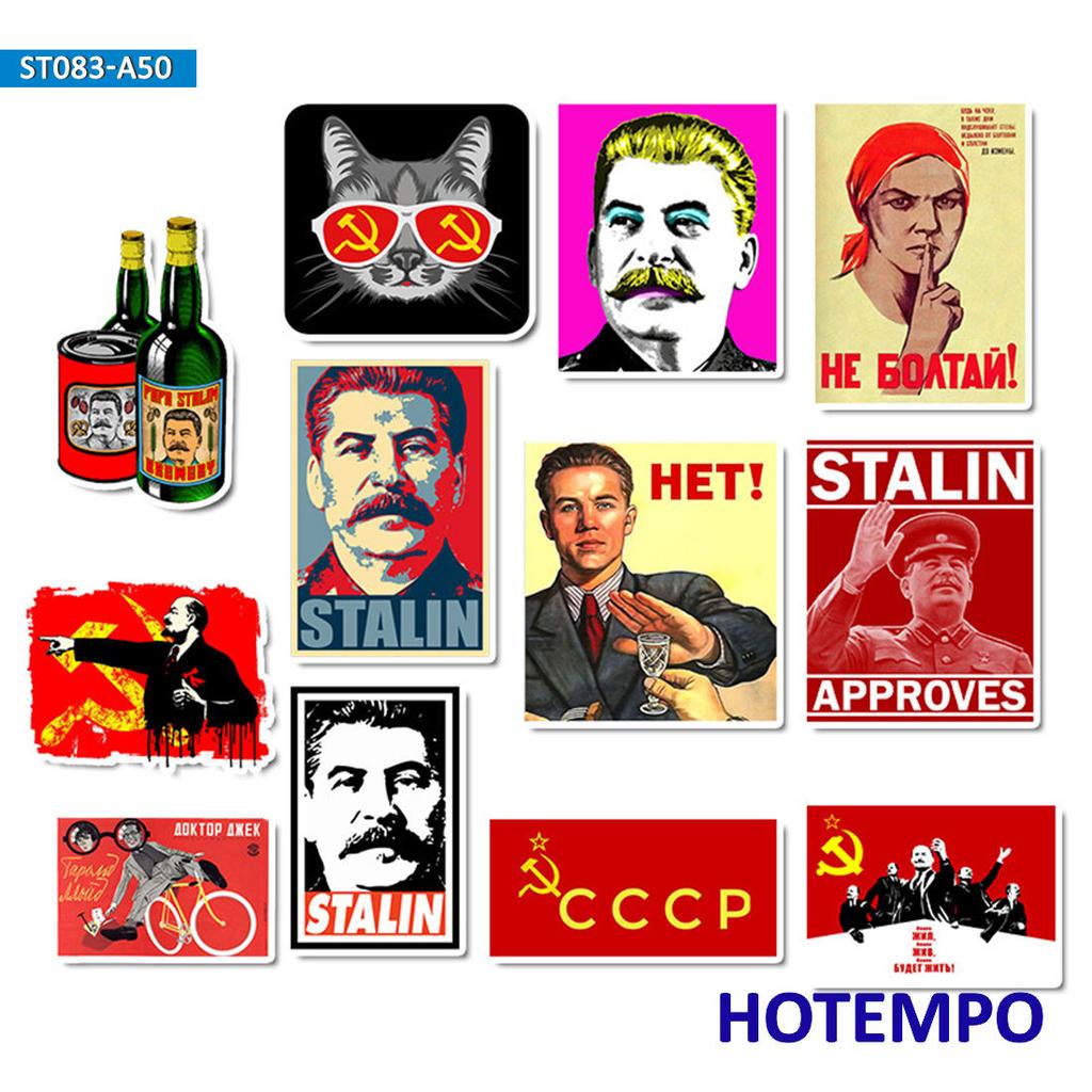 50Pcs Stalin Ussr Cccp Retro Slogan Cool Funny Stickers For Phone Laptop Notebook Luggage Guitar Skateboard Bmx Bike Car Sticker