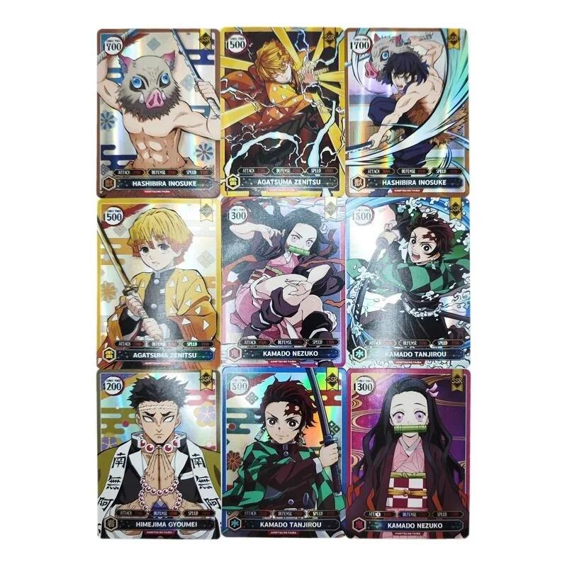 50pcs/set Anime Card Tanjirou Zenitsu Nezuko Shinobu Giyuu Kimetsu No Yaiba Shining Cards Collection Children Toys Gift