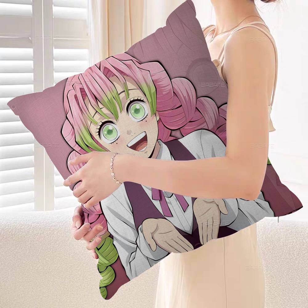 Anime Character Mitsuri Kanroji Pillow Cushion Cover Pillowcase Living Room Sofa Home Decor Customized