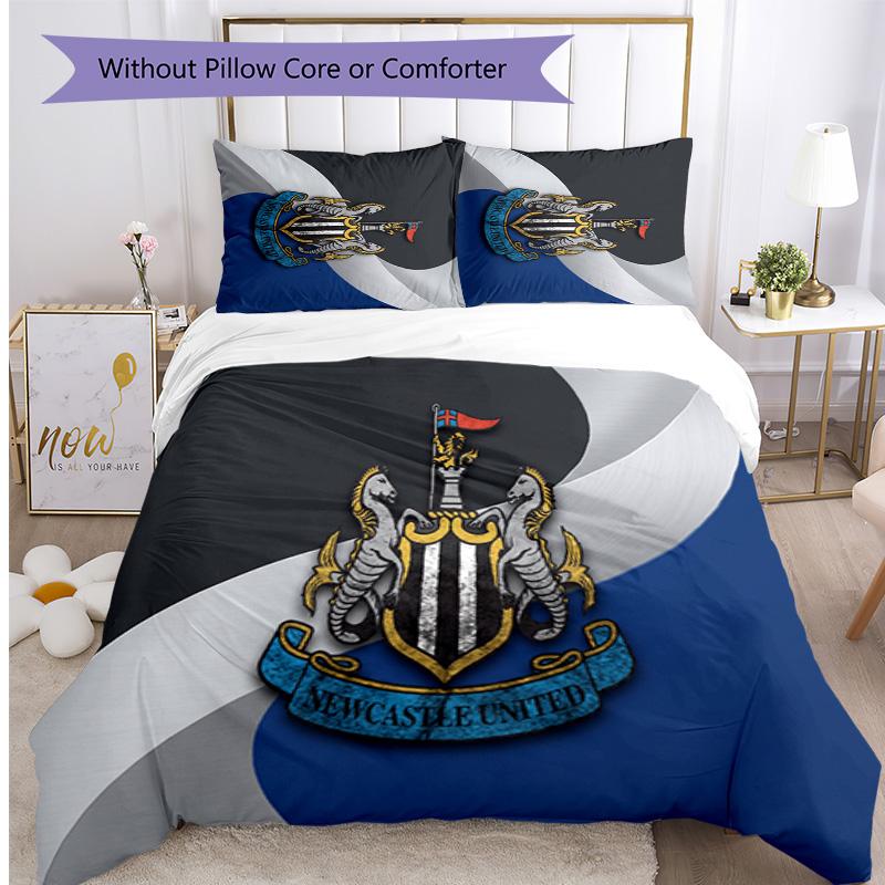 Newcastle United Football Printed 3 Pieces Bedding Set, Comfortable Skin Friendly Bedroom Duvet Cover Set
