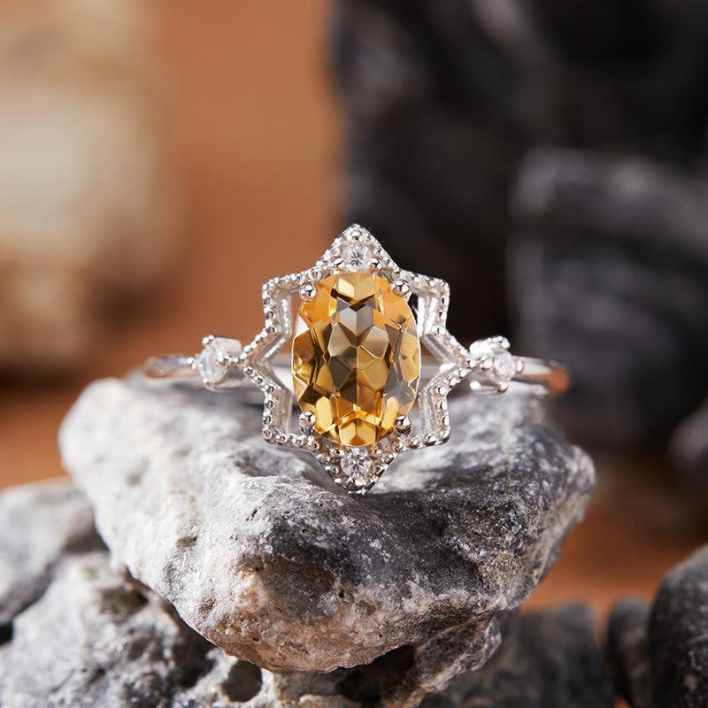 Natural Color Treasure Garnet Topaz Peridot Amethyst Ring Women'S S925 Sterling Silver Index Finger Ring