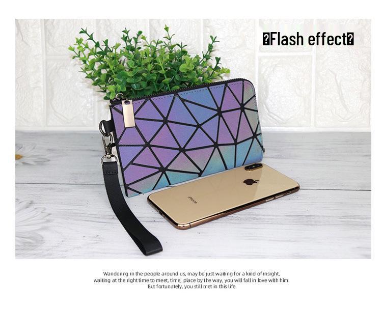 Pochette Geometrica Floreale Iridescente da Donna Luminosa - Tendenza, Cambia Colore, alla Moda con Zip