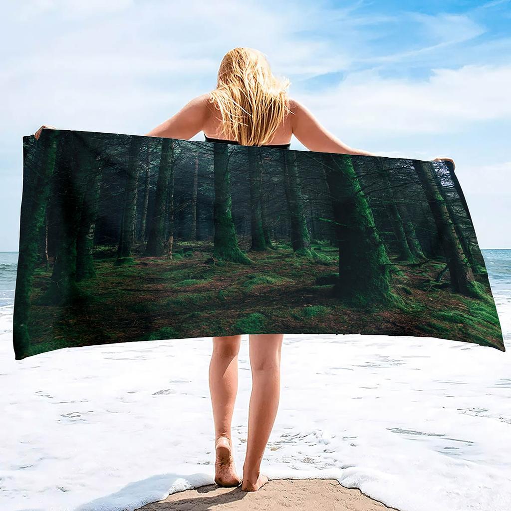 Forest Pattern Printing Series Seaside Vacation Beach Towel Swimming Bath Towel Sports Towel