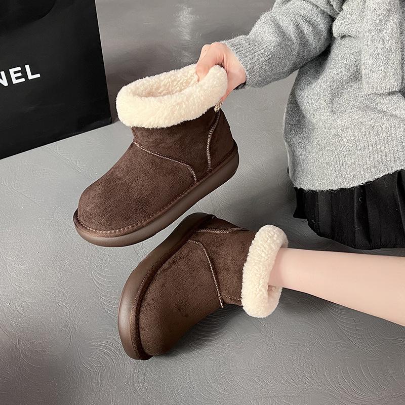 Women's Fur One Thick Sole Winter Lightweight Warm Padded Snow Boots Non-slip Wear-resistant Casual Sneakers Fur Cotton Boots