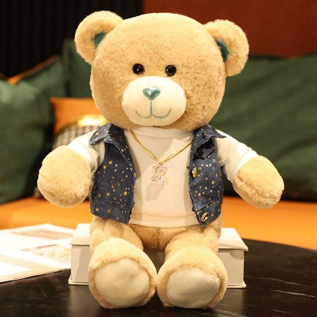 1pc 32 /40cm Stuffed Kawaii Soft Vest Teddy Bear Plush Toys Cute Animal Bear With Clothes Dolls Lovely Gift Pillow For Baby Kids