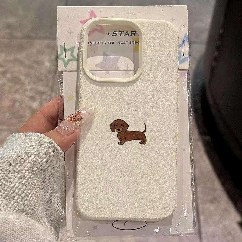 Minimalist Brown Dachshund Pattern Phone Case For iPhone 17 Air 16 E 15 14 13 12 11 Pro Max Plus Mini SE Soft TPU Cover Funda