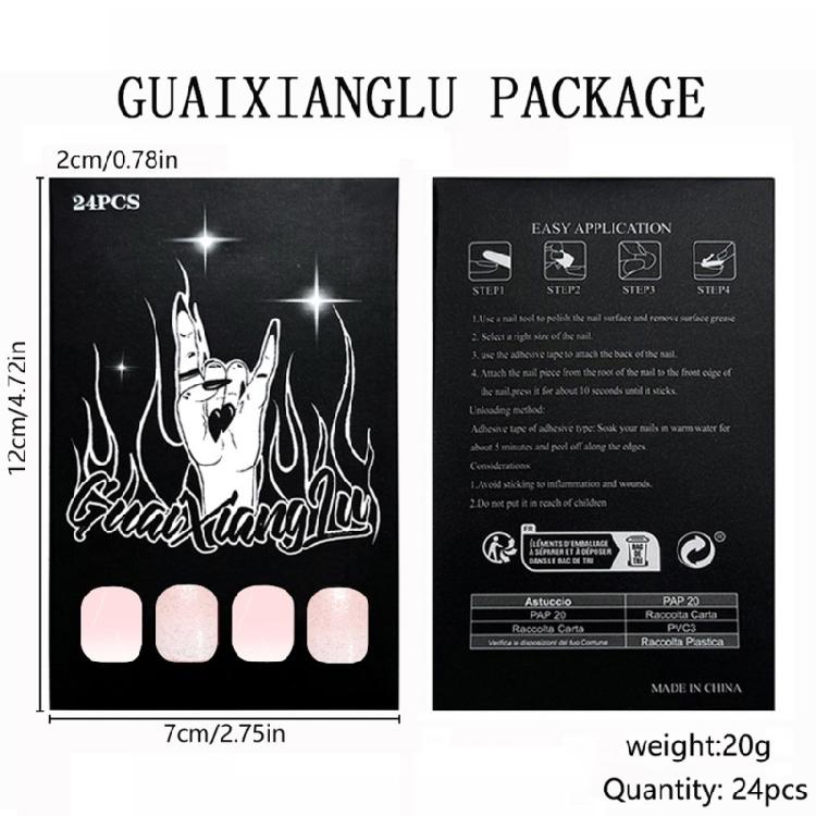 24 Piezas Uñas Postizas Cuadradas Uñas con Pegamento Francesas Uñas Falsas Uñas Artificiales Regalos para Mujeres Niñas