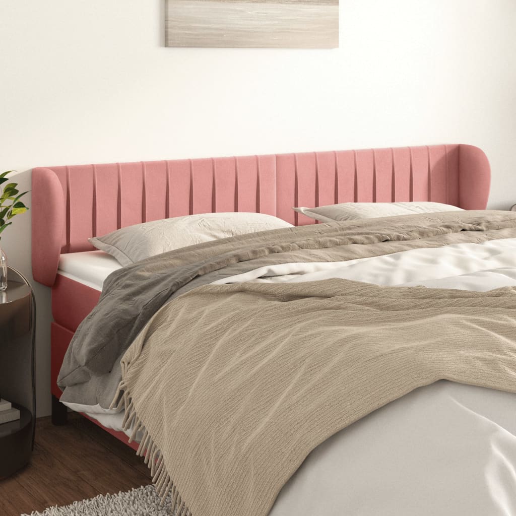 Headboard with Ears Pink 163x23x78 88 Cm Velvet