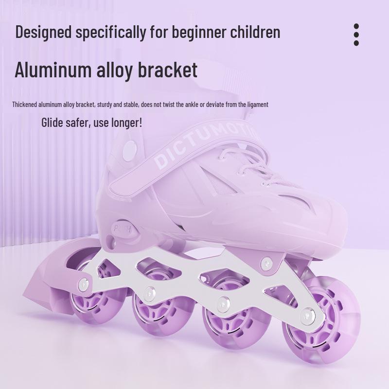 Kids' Beginner Inline Skates for Ages 6-12, Boys & Girls Single Row, Entry Level Roller & Ice Skating Shoes