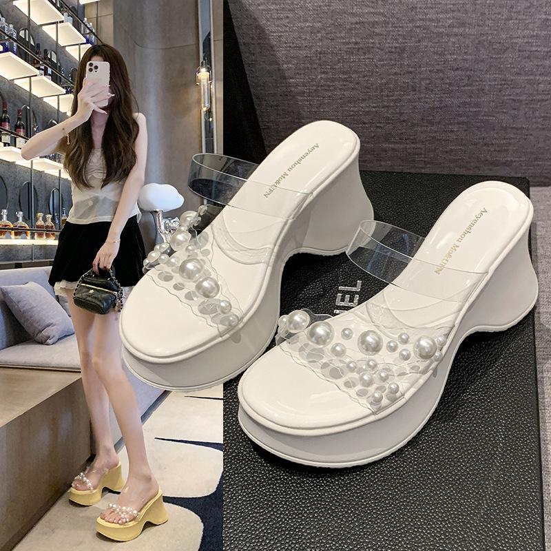 Fashion high heels women's spring summer new fashion with skirt sandals thick heel beautiful temperament versatile wear cool slippers
